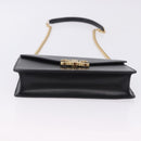 CELINE Triomphe Chain Shoulder Bag Leather Black Gold Tone Auth ka6199SAM-5