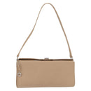 Salvatore Ferragamo Gancini Shoulder Bag Leather Beige Silver Auth ka620-1