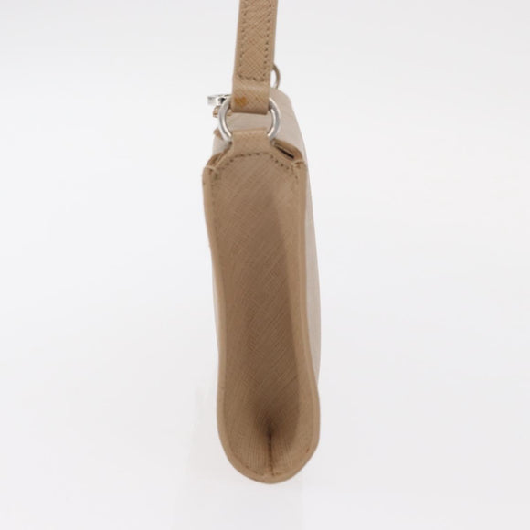 Salvatore Ferragamo Gancini Shoulder Bag Leather Beige Silver Auth ka620