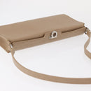 Salvatore Ferragamo Gancini Shoulder Bag Leather Beige Silver Auth ka620-6