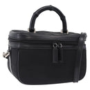 GUCCI Bamboo Vanity Hand Bag Nylon 2way Black Silver 013 2490 Auth ka6203-1
