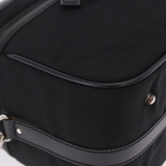 GUCCI Bamboo Vanity Hand Bag Nylon 2way Black Silver 013 2490 Auth ka6203