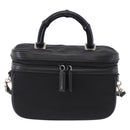 GUCCI Bamboo Vanity Hand Bag Nylon 2way Black Silver 013 2490 Auth ka6203-13