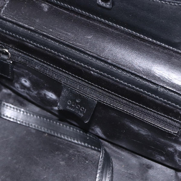 GUCCI Bamboo Vanity Hand Bag Nylon 2way Black Silver 013 2490 Auth ka6203