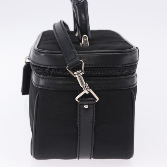 GUCCI Bamboo Vanity Hand Bag Nylon 2way Black Silver 013 2490 Auth ka6203