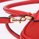 LOEWE Hand Bag Leather 2way Red Gold Tone Auth ka6204V-21