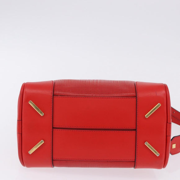 LOEWE Hand Bag Leather 2way Red Gold Tone Auth ka6204V