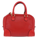 LOEWE Hand Bag Leather 2way Red Gold Tone Auth ka6204V-13