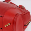 LOEWE Hand Bag Leather 2way Red Gold Tone Auth ka6204V-23