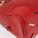 LOEWE Hand Bag Leather 2way Red Gold Tone Auth ka6204V-24
