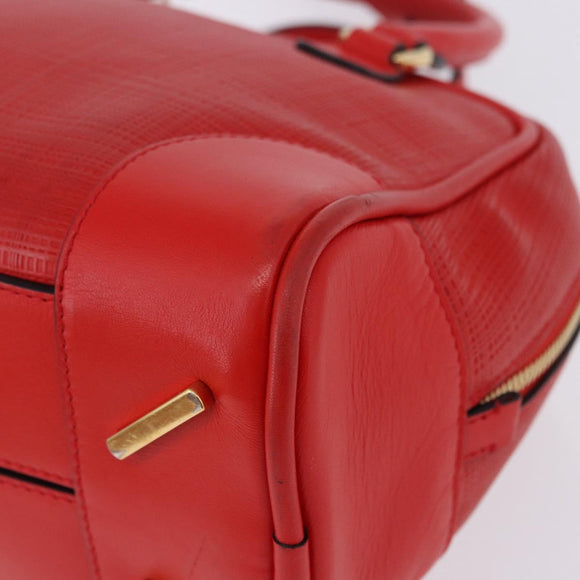 LOEWE Hand Bag Leather 2way Red Gold Tone Auth ka6204V