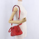 LOEWE Hand Bag Leather 2way Red Gold Tone Auth ka6204V-35