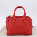 LOEWE Hand Bag Leather 2way Red Gold Tone Auth ka6204V-12