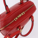 LOEWE Hand Bag Leather 2way Red Gold Tone Auth ka6204V-6