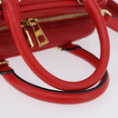 LOEWE Hand Bag Leather 2way Red Gold Tone Auth ka6204V-7