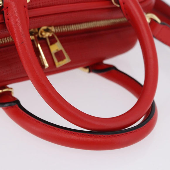 LOEWE Hand Bag Leather 2way Red Gold Tone Auth ka6204V