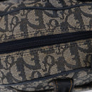 Christian Dior Trotter Canvas Double Saddle Hand Bag Navy Gold Tone Auth ka6207-11