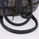 Christian Dior Trotter Canvas Double Saddle Hand Bag Navy Gold Tone Auth ka6207-13