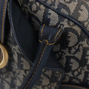 Christian Dior Trotter Canvas Double Saddle Hand Bag Navy Gold Tone Auth ka6207-15