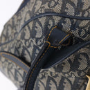 Christian Dior Trotter Canvas Double Saddle Hand Bag Navy Gold Tone Auth ka6207-16