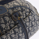 Christian Dior Trotter Canvas Double Saddle Hand Bag Navy Gold Tone Auth ka6207-17