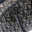Christian Dior Trotter Canvas Double Saddle Hand Bag Navy Gold Tone Auth ka6207-18