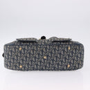 Christian Dior Trotter Canvas Double Saddle Hand Bag Navy Gold Tone Auth ka6207-19