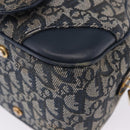 Christian Dior Trotter Canvas Double Saddle Hand Bag Navy Gold Tone Auth ka6207-21
