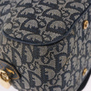 Christian Dior Trotter Canvas Double Saddle Hand Bag Navy Gold Tone Auth ka6207-22