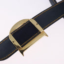 Christian Dior Trotter Canvas Double Saddle Hand Bag Navy Gold Tone Auth ka6207-27