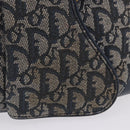 Christian Dior Trotter Canvas Double Saddle Hand Bag Navy Gold Tone Auth ka6207-3