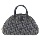 Christian Dior Trotter Canvas Double Saddle Hand Bag Navy Gold Tone Auth ka6207-5