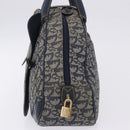 Christian Dior Trotter Canvas Double Saddle Hand Bag Navy Gold Tone Auth ka6207-7