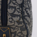 Christian Dior Trotter Canvas Double Saddle Hand Bag Navy Gold Tone Auth ka6207-8