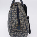 Christian Dior Trotter Canvas Double Saddle Hand Bag Navy Gold Tone Auth ka6207-9