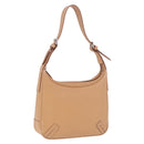 BURBERRY Shoulder Bag Leather Beige Silver Auth ka6209-1