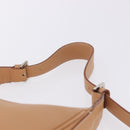 BURBERRY Shoulder Bag Leather Beige Silver Auth ka6209-16