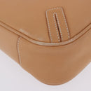 BURBERRY Shoulder Bag Leather Beige Silver Auth ka6209-20