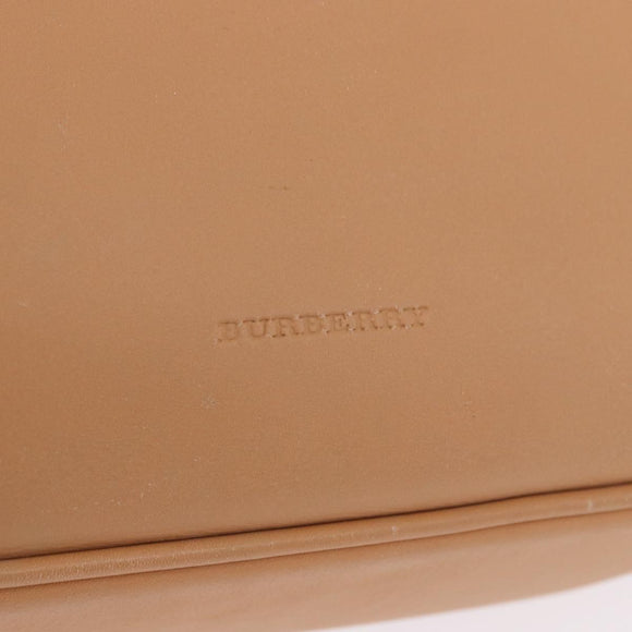 BURBERRY Shoulder Bag Leather Beige Silver Auth ka6209