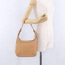 BURBERRY Shoulder Bag Leather Beige Silver Auth ka6209-31
