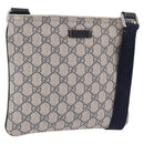 GUCCI GG Supreme Shoulder Bag PVC Navy Silver 201538 Auth ka6210-1
