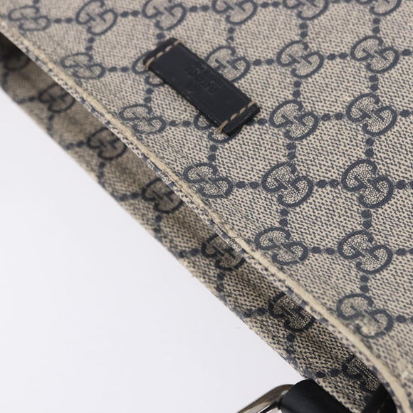 GUCCI GG Supreme Shoulder Bag PVC Navy Silver 201538 Auth ka6210