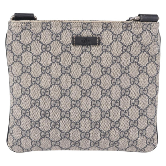 GUCCI GG Supreme Shoulder Bag PVC Navy Silver 201538 Auth ka6210