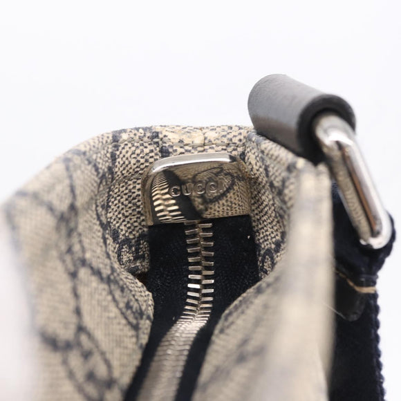 GUCCI GG Supreme Shoulder Bag PVC Navy Silver 201538 Auth ka6210