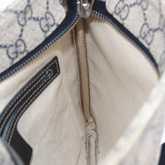 GUCCI GG Supreme Shoulder Bag PVC Navy Silver 201538 Auth ka6210