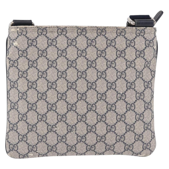 GUCCI GG Supreme Shoulder Bag PVC Navy Silver 201538 Auth ka6210