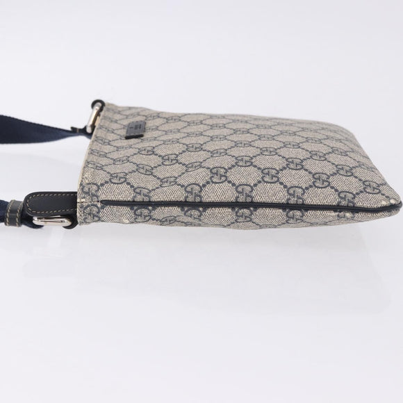 GUCCI GG Supreme Shoulder Bag PVC Navy Silver 201538 Auth ka6210