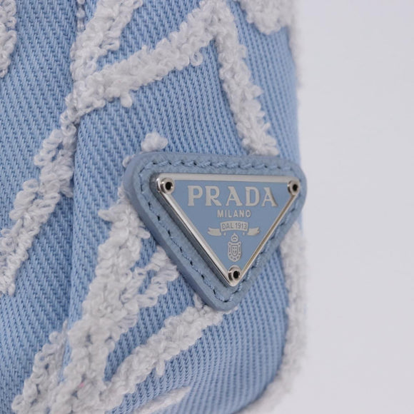 PRADA Hand Bag Canvas Blue Silver Auth ka6211V