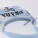 PRADA Hand Bag Canvas Blue Silver Auth ka6211V-6