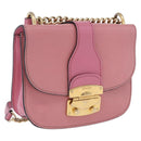Miu Miu Madras Chain Shoulder Bag Leather Pink Gold Tone Auth ka6212-1